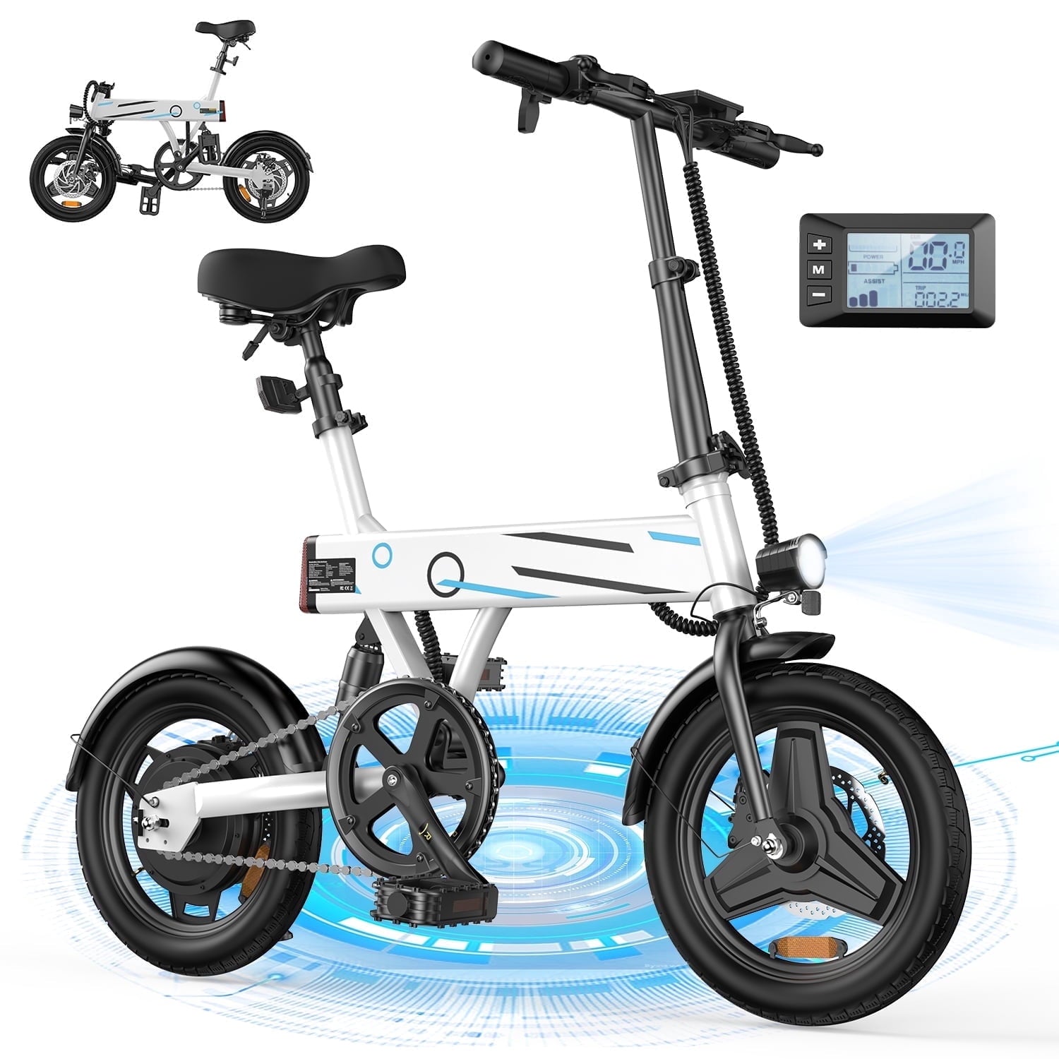 iSinwheel 14 Foldable Electric Bicycle for Adults,500W 42V 10Ah Electric Bike,LCD,20MPH Commuter E Bike for Teen