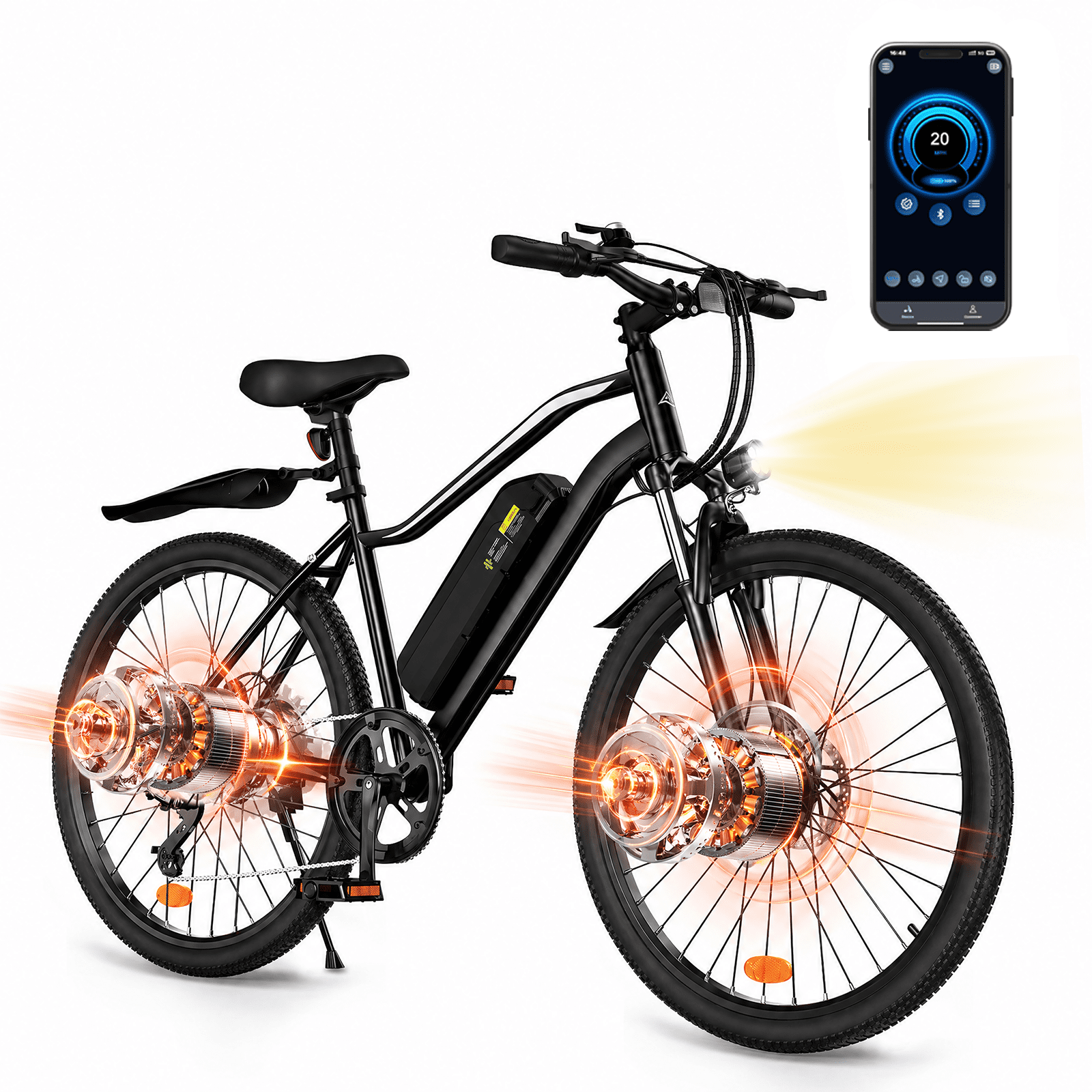iScooter Electric Bike for Adults 20 Mph, 30+Miles Electric Bicycle,500W Electric Bike with 36V 10.4Ah Battery, 5-Speed, 26 Tires and Front Fork Suspension